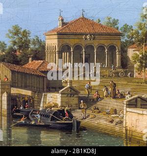 Canaletto, porta Portello, Padova, dettaglio pittura paesaggio, 1735-1740 Foto Stock