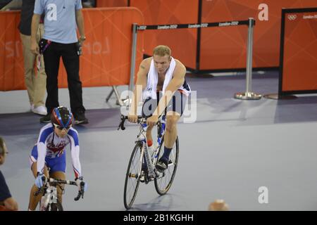 Velodromo Olimpico 2012. London,Great Britain, Description: Event- Men'S Keirin, Sir Chris Hoy, 2012 London Olympic Track Cycling. Velodrome, Stratford East London. REGNO UNITO . 16:23:48 Martedì 07/08/2012 [Credito Obbligatorio: Peter Spurrier/Intersport Images] Foto Stock