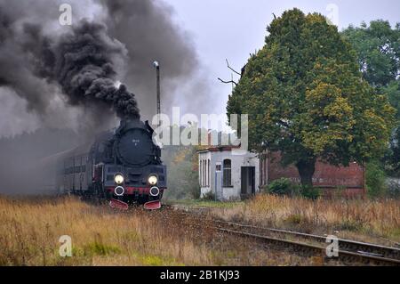 Bollini a vapore, treni in Polonia Foto Stock