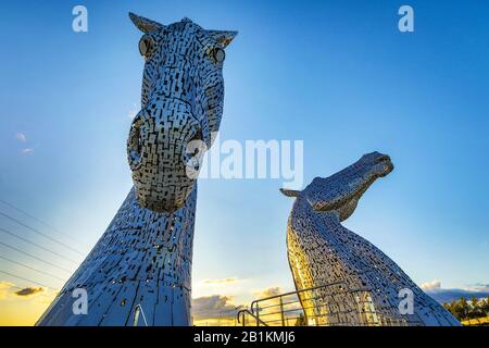 Falkirk, SCOZIA - 30 MAGGIO: I Kelpies: Sculture scozzesi a cavallo da 100 piedi Foto Stock