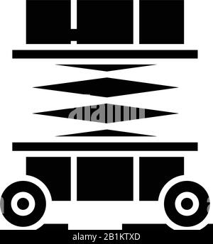 Icona nera della macchina da costruzione, illustrazione concettuale, simbolo piatto vettoriale, simbolo glifo. Illustrazione Vettoriale