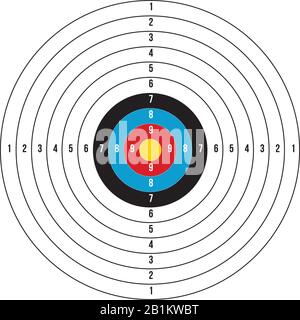 Tiro olimpico tiro con l'arco obiettivo stampabile. Illustrazione del vettore di stock isolata su sfondo bianco. Illustrazione Vettoriale