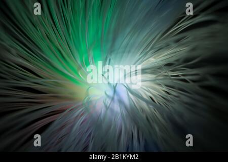 Il collegamento dei cavi ottici a fibra ottica a punti fornisce una trasmissione dati rapida ed efficace sulle reti per il telecom computing con luce laser Foto Stock