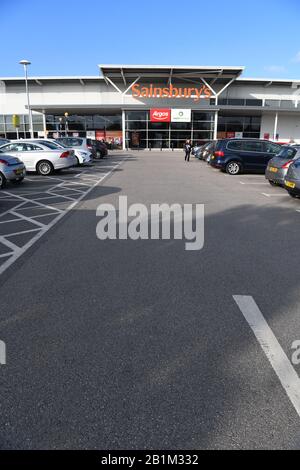 Supermercato Sainsbury's davanti all'ingresso. Lancaster Rd Christie Park, Morecambe LA4 5TJ Foto Stock