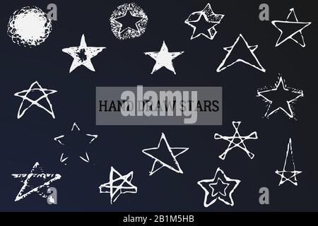 Stelle disegnate nello stile di uno schizzo. Illustrazione Vettoriale