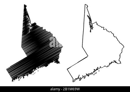 Fairfield County, Connecticut (contea degli Stati Uniti, Stati Uniti d'America, Stati Uniti, Stati Uniti) mappa vettore illustrazione, abbozzare mappa Fairfield Illustrazione Vettoriale