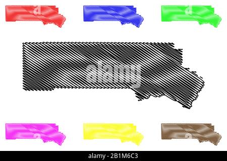 San Miguel County, Colorado (contea degli Stati Uniti, Stati Uniti d'America, Stati Uniti, Stati Uniti) mappa vettore illustrazione, abbozzare schizzo San Miguel mappa Illustrazione Vettoriale
