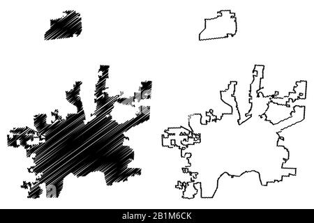 Dayton City, Ohio (Stati Uniti città, Stati Uniti d'America, stati uniti città) mappa vettore illustrazione, abbozzare schizzo Città di Dayton mappa Illustrazione Vettoriale