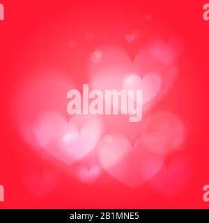 Romantico sfondo sfocato delicato con cuori, vettore EPS10 Illustrazione Vettoriale