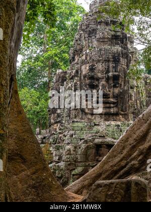 Immagine della porta della Vittoria, ad est di Angkor Thom; Angkor Wat Archeological Park, Siem Reap, Cambogia. Foto Stock