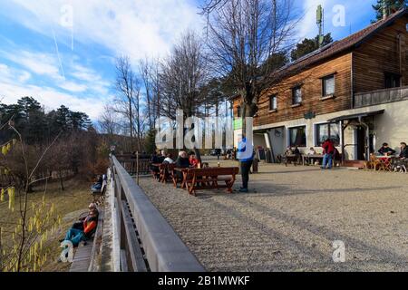 Pernitz: Rifugio Waxeneckhaus a Wienerwald, Bosco di Vienna, Niederösterreich, Austria Bassa, Austria Foto Stock