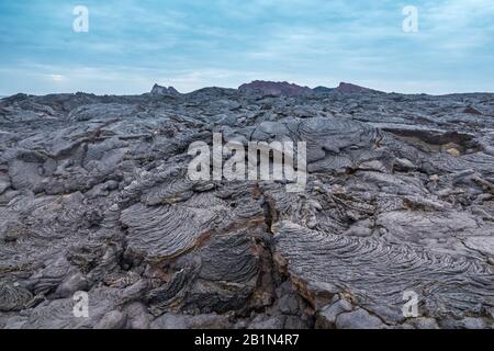 Affascinanti paesaggi lavici sull'isola di Santiago, le isole Galapagos, Ecuador Foto Stock