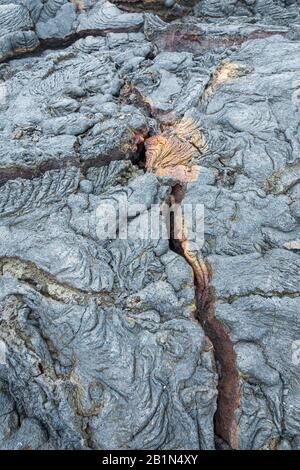 Affascinanti paesaggi lavici sull'isola di Santiago, le isole Galapagos, Ecuador Foto Stock