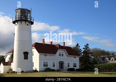 Chatham Lighthouse, Chatham, Cape Cod, Massachusetts, New England, Stati Uniti Foto Stock