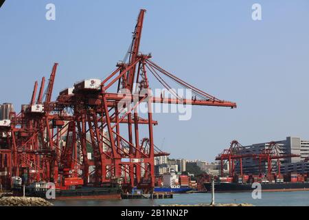 Kwai Tsing terminal terminal vista porto in drone Foto Stock