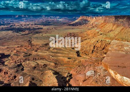 Vista generale dell'area del Canyonlands National Park da Needles Overlook in Bears Ears National Monument, Utah, USA Foto Stock