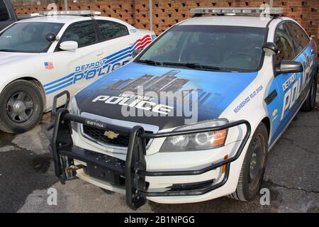 La Detroit del Dipartimento di Polizia di vetture, Detroit, Michigan, Stati Uniti d'America Foto Stock