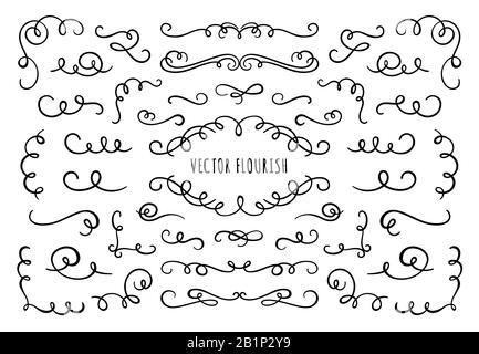 Cornice, angoli e divisori fioriti. Decorativo fiorisce angolo, divisore calligrafico e riccamente rotola vettore set Illustrazione Vettoriale