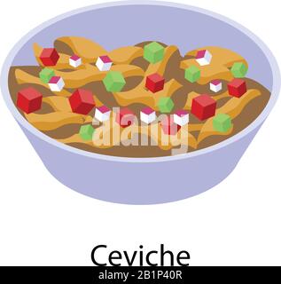 Icona ceviche, stile isometrico Illustrazione Vettoriale