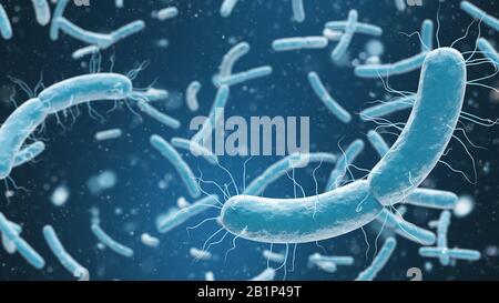 3D rendering batteri closeup in sfondo blu. figura 3d. Foto Stock