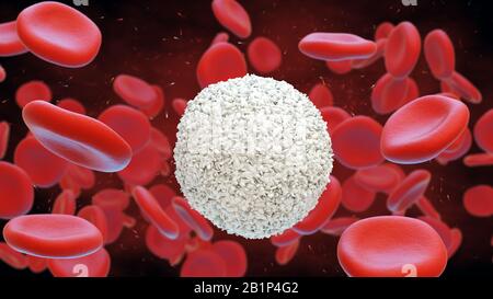 Globuli bianchi e rossi. Eritrociti e leucociti. figura 3d. Foto Stock