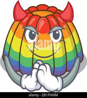 Diavolo arcobaleno gelatina Cartoon nel design del personaggio Illustrazione Vettoriale