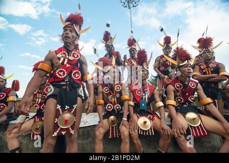 01 Dic 2013, Nagaland, India. Naga Tribals, Festival Hornbill Foto Stock