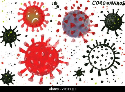 Cellule di coronavirus 2019-nCov. Nuova epidemia cinese di virus trovato in Wuhan Cina. Foto Stock