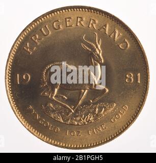 Goldmünze, Krugerrand, 1 Unze Foto Stock