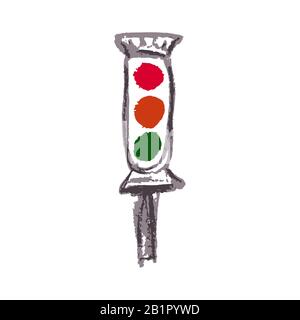 Disegni per bambini. Elementi per la progettazione di cartoline, sfondi, imballaggi. Stampa per abbigliamento. Semaforo Illustrazione Vettoriale