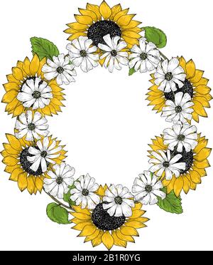 Illustrazione Vettoriale ghirlanda colorate fioriture di telaio Illustrazione Vettoriale