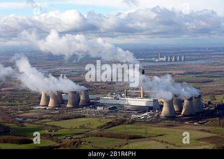 Veduta aerea della centrale Drax nel North Yorkshire Foto Stock