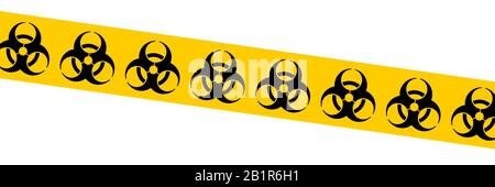 Simbolo vettore nastro a rischio biologico. Segnale di avvertimento di rischio biologico. Nastro barriera a rischio biologico. Illustrazione Vettoriale