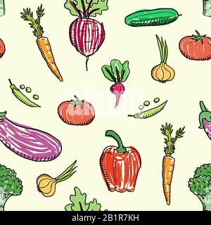 Vettore vegetale cartone animato. Tessuto vegetale senza cuciture. Illustrazione Vettoriale