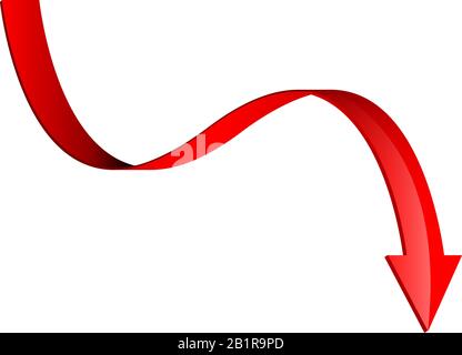 Freccia rossa finanziaria. Icona verso il basso Illustrazione Vettoriale