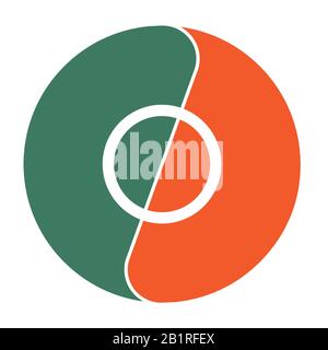 Grafico a torta del modello per Infografica con testo dell'area a 2 posizioni. Foto Stock