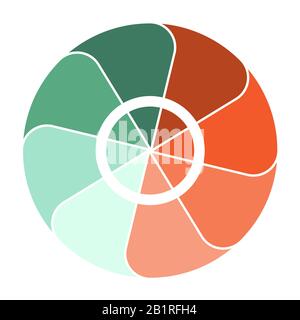 Grafico a torta del modello per Infografica con testo dell'area a 8 posizioni. Foto Stock