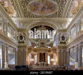 Vista interna della chiesa del castello di Eisenberg, Turingia, Germania, Foto Stock