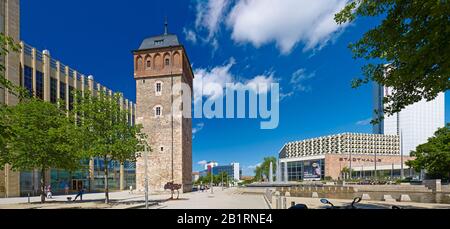 Torre rossa a Chemnitz, Sassonia, Germania, Foto Stock