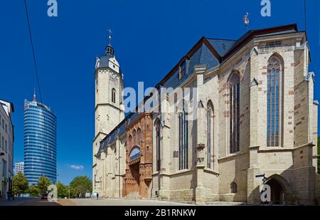 Stadtkirche St. Michael E Intershop Tower A Jena, Turingia, Germania, Foto Stock