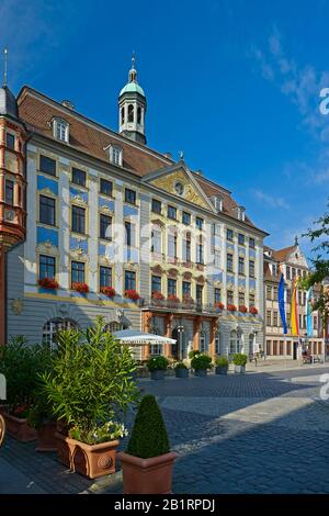 Mercato con municipio a Coburg, alta Franconia, Baviera, Germania, Foto Stock