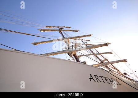 Dettagli e rigging, tre maestri ARTEMIS, stile marittimo, compleanno del porto, porto, Amburgo, Germania, Foto Stock