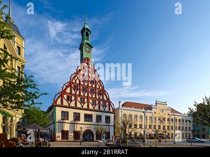 Gewandhaus e municipio di Zwickau, Sassonia, Germania, Foto Stock