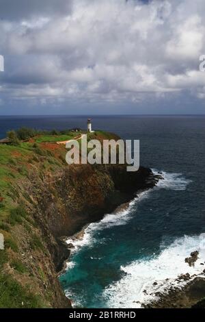 Faro Di Kilauea, Kilauea Point National Wildlife Refuge, Kauai Island, Hawaii, Stati Uniti Foto Stock