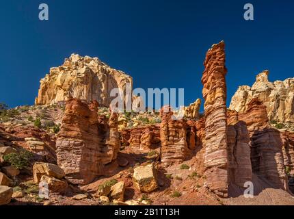 Il Wingate rocce di arenaria in canyon lungo, Burr Trail Road, il Grand Staircase-Escalante monumento nazionale, Utah, Stati Uniti d'America Foto Stock