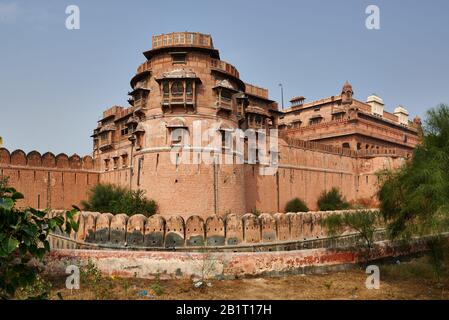 Rampart di Junagarh Fort, Bikaner, Rajasthan, India Foto Stock