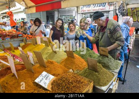 Gewürze, Carmel Markt, Tel Aviv, Israele Foto Stock