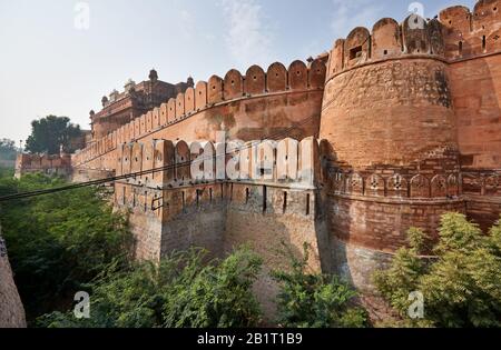 Rampart di Junagarh Fort, Bikaner, Rajasthan, India Foto Stock