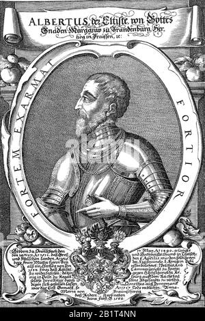 Alberto di Brandeburgo, 28 giugno 1490 - 24 settembre 1545, Elector e Arcivescovo di Magonza dal 1514 al 1545, E Arcivescovo di Magdeburg / Albrecht von Brandenburg aus dem Haus der Hohenzollern, Historisch, riproduzione digitale migliorata di un originale del 19th secolo / digitale Reproduktion einer Originalvorlage aus dem 19. Jahrhundert Foto Stock