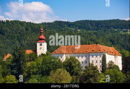 Chiesa Parrocchiale Di S. Andreas, Lipizzaner Federal Stud, Lipizzaner Stud, Castello Di Piber, Piber, Stiria, Austria Foto Stock